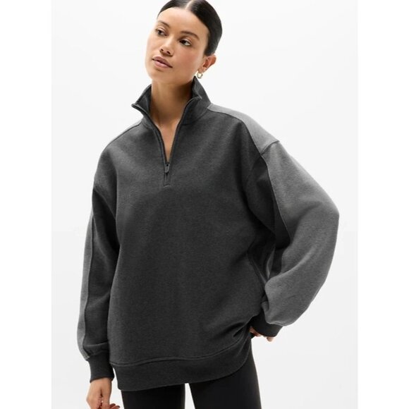 Athleta Tops - Athleta S Forever Fleece 1/4 Zip Sweatshirt Charcoal Heather Grey  Small